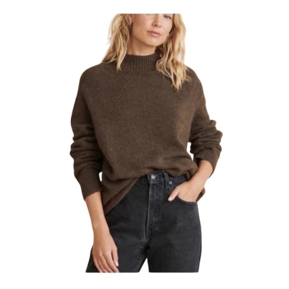 Jenni Kayne Oversized Cotton Wool Alpaca Pullover in Cedar Brown XXS